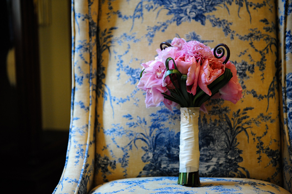 Pink peony and orchig bouquet - wedding photo by Kenny Nakai Photography